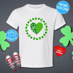 Four Leaf Clover Heart Tee, Shamrock Lucky Shirt Pattys Day Toddler St Patricks Day Outfit, Saint Patricks Day Toddler Gift Youth Shirt
