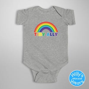 Proud Ally Onesie®, Tiny Ally, LGBQT Pride Baby Clothes, LGBTQIA Community, Love Wins, Love is Love, Newborn Baby Rainbow Heart Shirt