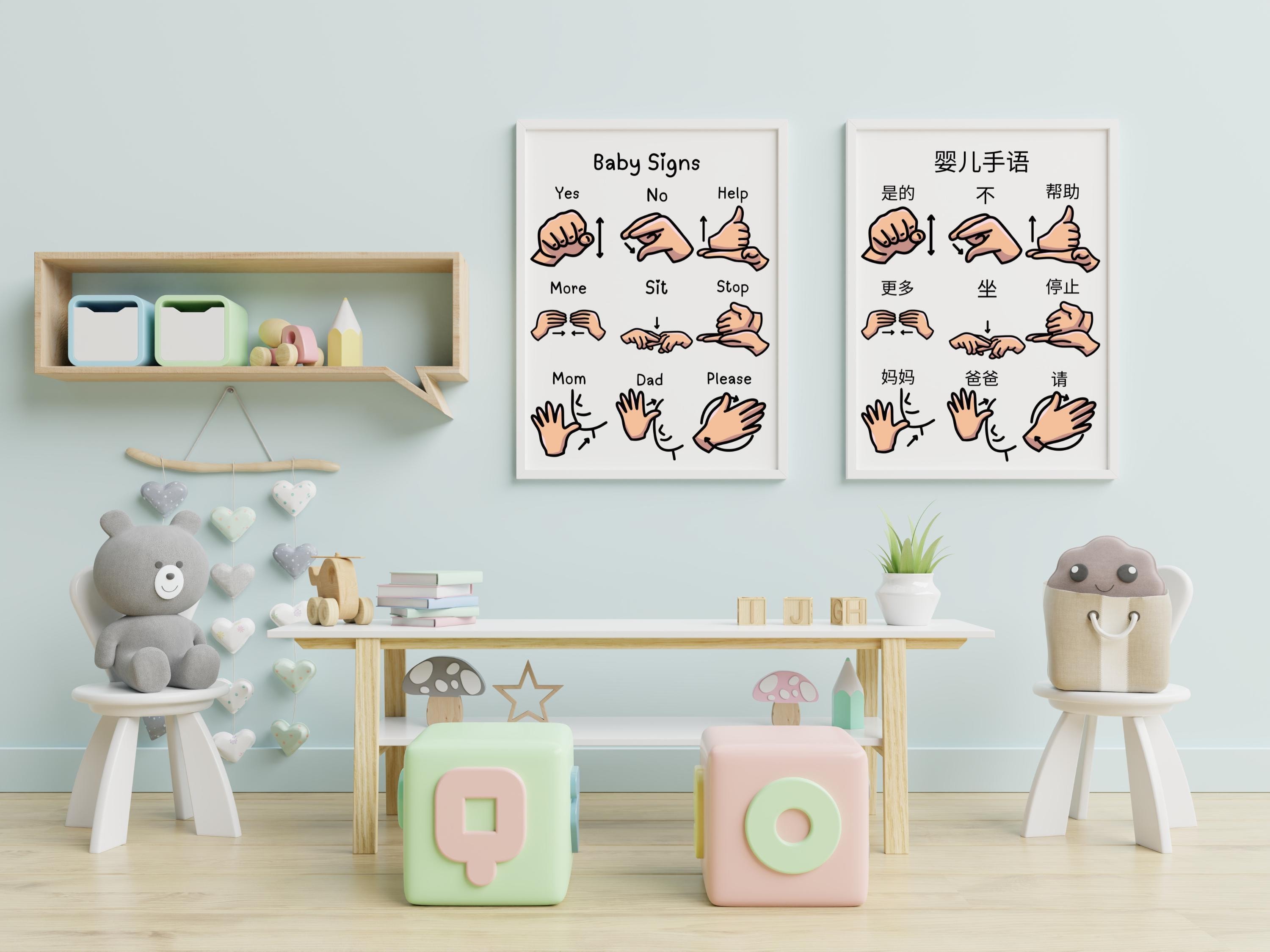 6 AFFICHES D'APPRENTISSAGE De La Langue Des Signes Pour Enfants