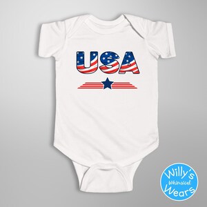Macacão de bebê com bandeira dos EUA®: Body Patriótico de 4 de Julho