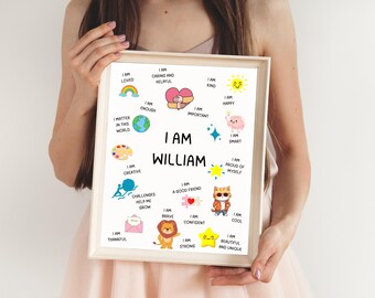 Personalized Kids Affirmations Wall Art: Inspirational Children's Decor