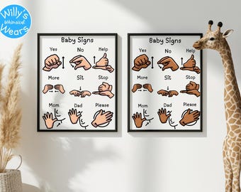 Lenguaje de señas americano para bebés: Póster y tarjetas didácticas para el aprendizaje temprano (Descarga digital)