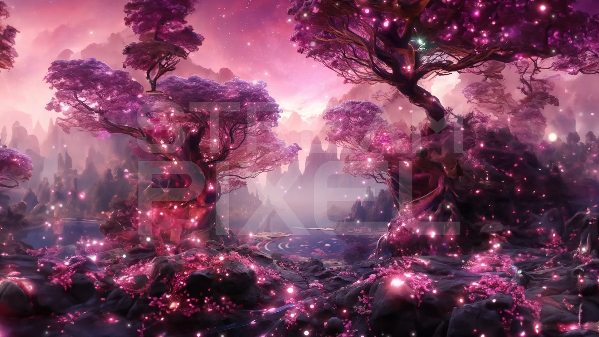 Animated Virtual Background Seamless Loop Pink Orb Fantasy Garden ...