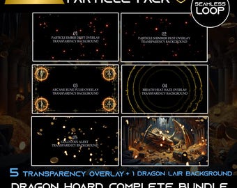 Geanimeerd Dragon Lair Stream Pack: fantasie-achtergronddeeltjesoverlay-effecten voor Twitch OBS Vtuber