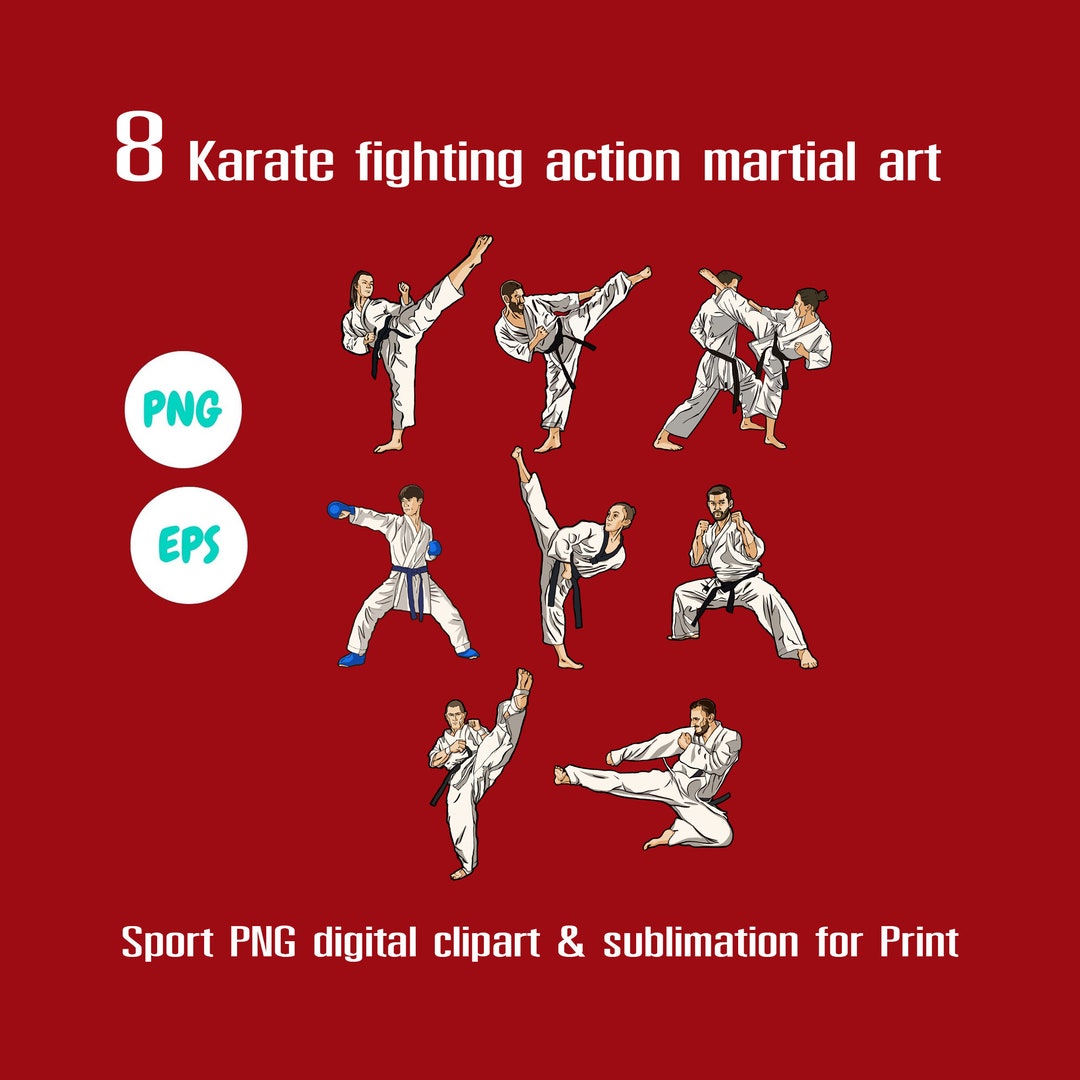 8 Karate Fighting Action Martial Art Sport PNG Digital Clipart Etsy