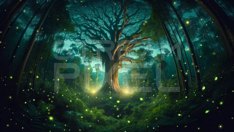 Animated Virtual Background Seamless Mystical Giant Tree in an ...