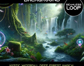 Geanimeerde Mystic Waterfall-achtergrond: naadloze loop (digitale download)