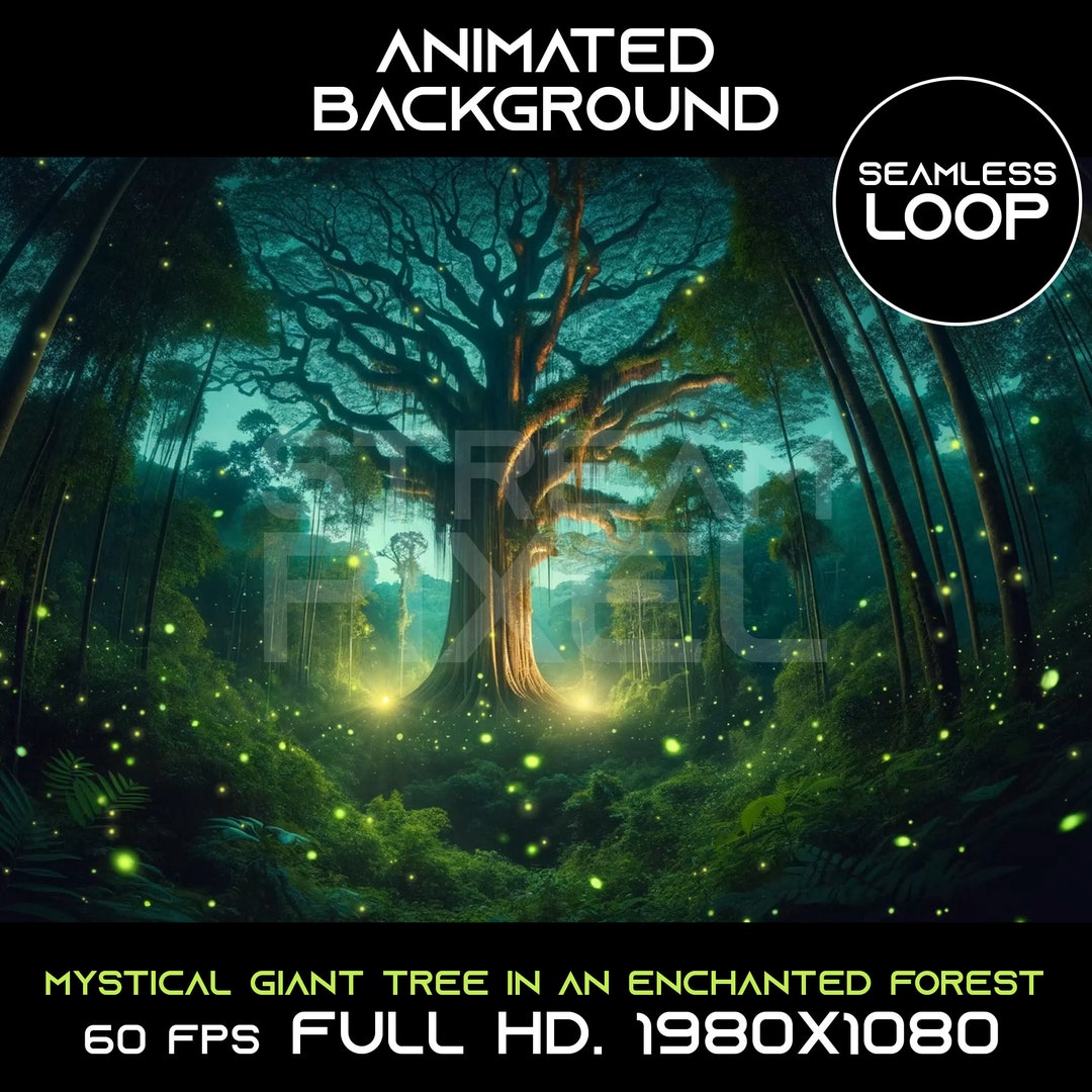 Animated Virtual Background Seamless Mystical Giant Tree in an ...