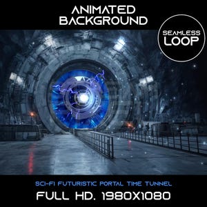 Animerad Sci-Fi Futuristisk Portal Tidstunnel Virtuell Bakgrund Strömbakgrund: Sömlös Loop (Digital Nedladdning)