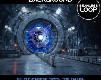 Geanimeerde sci-fi futuristisch portaal tijd tunnel virtuele achtergrond streamen achtergrond: naadloze loops (digitale download)