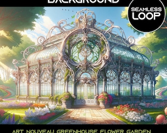 Fundo de Estufa Art Nouveau Animado: Loop Contínuo (Download Digital)