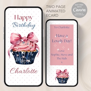 Cupcake Birthday Card. Digital Digital E-Card. Edit & Send in minutes! Ecard to send via mobile text, whatsapp or email . Birthday Ecard- E8