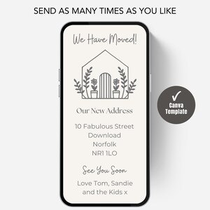 Digital New Home Announcement, Edit in Canva & Send in Minutes! Send via text, whatsapp Etc