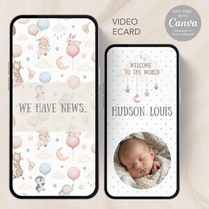 New Baby Announcement, Download & Send in Minutes! Digital - Welcome To The World Its a boy - Send via text, whatsapp Animated Video - 704A