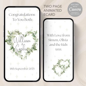 Tarjeta de boda, ¡descarga digital, edita y envía en minutos! Tarjeta animada para enviar por SMS, WhatsApp, etc. / Tarjeta electrónica para recién casados - 10-3A