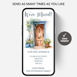 Digital New Home Announcement, Edit in Canva & Send in Minutes! Send via text, whatsapp Etc