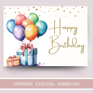 Alles Gute zum Geburtstag Karte | Digitaler Download Vorlage zum Drucken und Versenden - 13x18 cm | Print At Home - Keine Bearbeitung -DIY Karte | Sofort PDF - 03