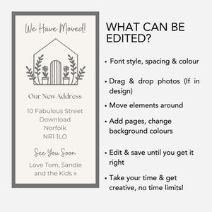 Digital New Home Announcement, Edit in Canva & Send in Minutes! Send via text, whatsapp Etc