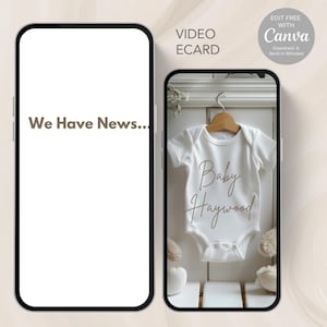 Animierte Video Schwangerschaftansage, Herunterladen, Bearbeiten & Versenden in Minuten! Digitale Babyankündigung zum Versenden per Text, Whatsapp etc - 700A