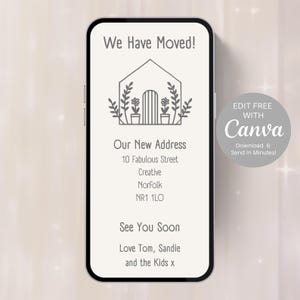 Digitale Neue Zuhause Anzeige, Bearbeiten & Versenden in Minuten! Wir sind Umgezogen. Sag jedem deine neue Adresse! Senden über Text, Whatsapp Etc - 200A