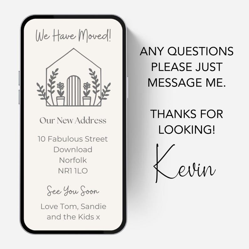 Digital New Home Announcement, Edit in Canva & Send in Minutes! Send via text, whatsapp Etc