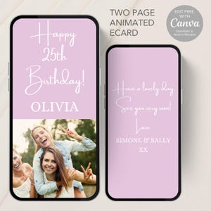 Photo Birthday Card, Digital Download, Edit & Send in minutes! Animated greeting ecard to send via text, whatsapp Birthday Photo Ecard - E13