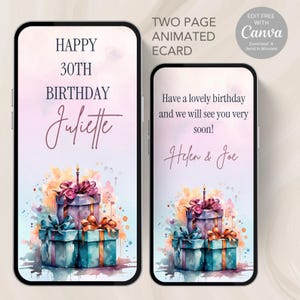 Modern Birthday Card, Digital Download, Edit & Send in minutes! Animated card to send via text, whatsapp etc | Birthday Ecard - E5