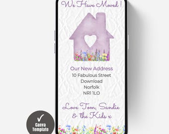 Digital New Home Announcement, Edit in Canva & Send in Minutes! Send via text, whatsapp Etc - FDC25