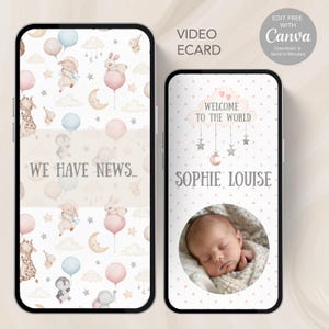New Baby Ankündigung, Download & Senden in Minuten! Digital - Willkommen in der Welt, es ist ein Mädchen - Per Text senden, whatsapp Animiertes Video - 703A