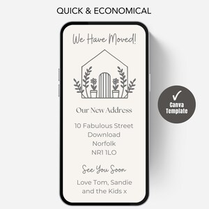 Digital New Home Announcement, Edit in Canva & Send in Minutes! Send via text, whatsapp Etc