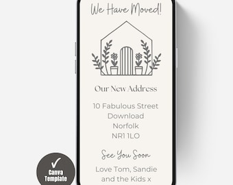 Digital New Home Announcement, Edit in Canva & Send in Minutes! Send via text, whatsapp Etc - FDC22