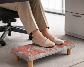 Taburete para debajo del escritorio, silla baja, oficina en casa, elevador de pies, taburete pequeño, decoración bohemia para el hogar, rincón de lectura, muebles de oficina,