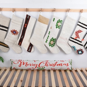 Turkish Kilim, Wall Hanging Socks, Santa Claus Gifts, Ornament Stockings, Personalised Stocking, Luxury Unique Stocking, Handwoven Stocking,