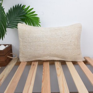 Boho Pillow Sham Cover, Gift Pillow, 12x20 Vintage Kilim Throw Pillow, Vintage Pillow, White Pillow, Neck Pillow, Hemp Pillow, Car Cushion,