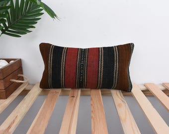 ストライプ柄枕、12 x 20 インチ 30 x 50 cm 腰枕 トルコキリム