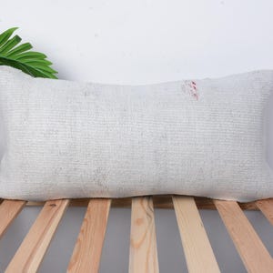 Kilim Pillow Cover, Ethnical Kilim Rug Pillow, 12x24 Gift Pillow, Interior Designer Pillow, White Pillow, Turkish Lumbar Pillow, Hemp Pillow