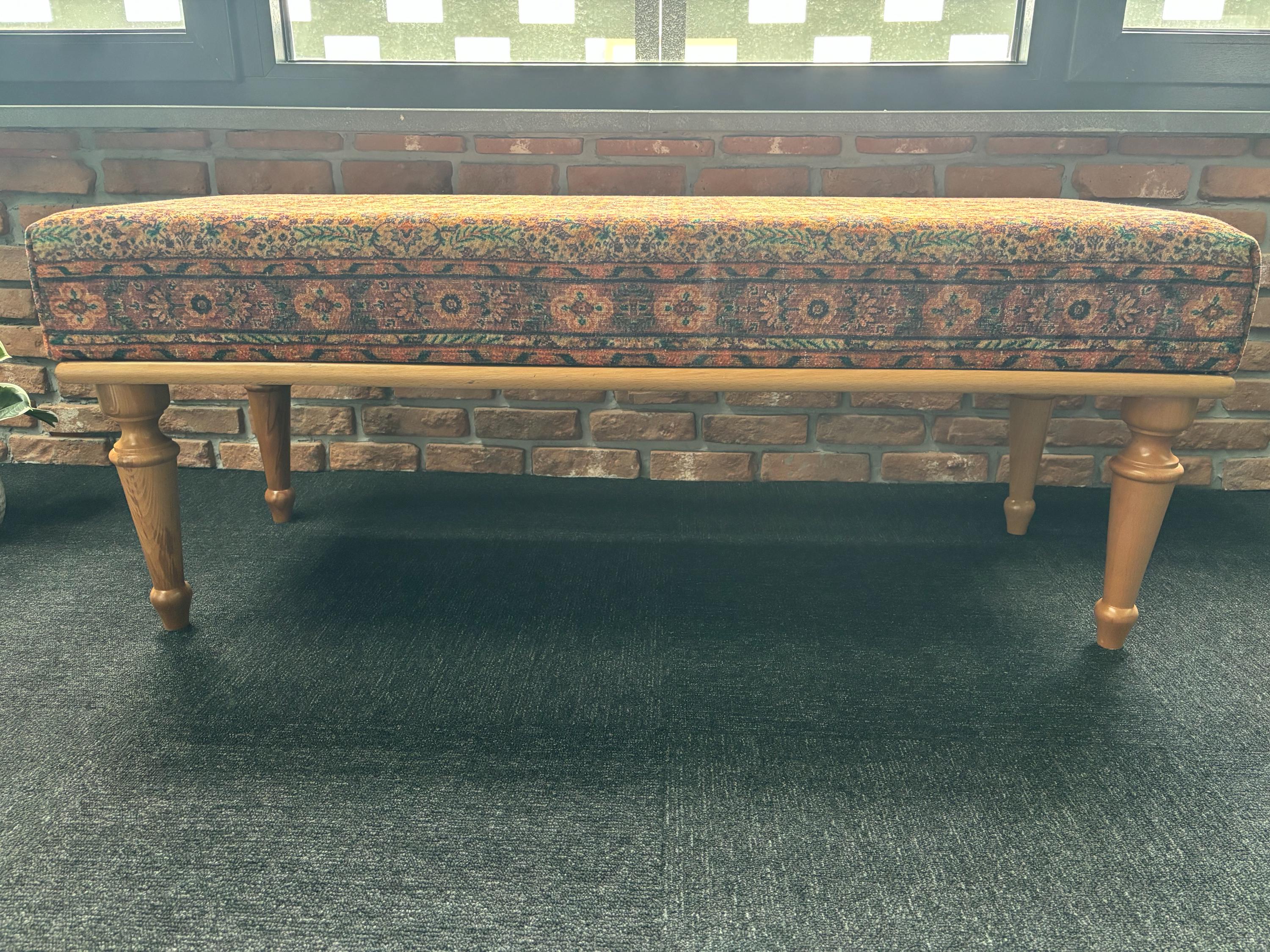 Entry Bench, Aztec Upholstered Bench, Turkish Rug Bench, Wood Ottoman ...
