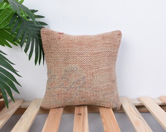 Pillow for Couch, Boho Pillow Sham Cover, 12x12 Ethnical Kilim Rug Pillow, Vintage Kilim Throw Pillow, Red Cushion, Hand Knotted Pillow,