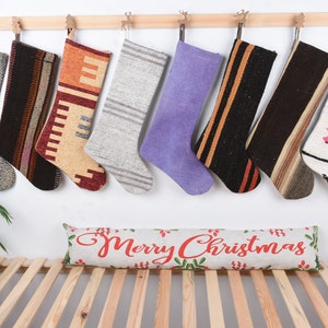 Lovely Traditional Kilim Stocking, Kilim Stockings, Decorative Stocking, Fireplace Decor Santa Socks, Handwoven Stocking, Xmas Stocking,