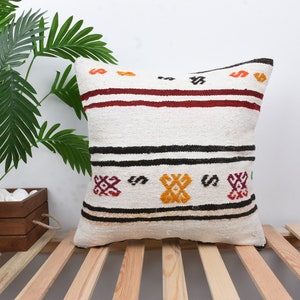 Turkish Pillows, Pillow for Couch, 20x20 Gift Pillows, Kilim Pillow Cover, White Pillow Cover, Hemp Pillows, Southwestern Pillowcase,