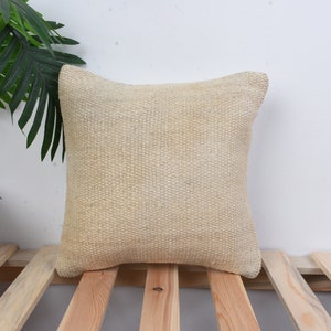 Home Decor Pillow, Turkish Pillow, 12x12 Kilim Pillow, Ethnical Kilim Rug Pillow, White Pillow Cover, Hemp Pillow, Bohemian Cushion Cushion,