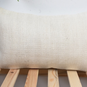 Ethnical Kilim Rug Pillow, Vintage Kilim Throw Pillow, 12x20 Boho Pillow Sham Cover, Antique Pillows, White Pillow, Neck Pillow, Hemp Pillow