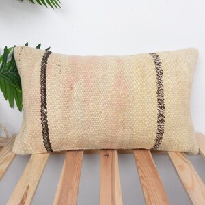 Poduszka Kilim, poduszka dekoracyjna Kilim Vintage, poszewka na poduszkę Kilim 12x20, poduszka dekoracyjna do domu, beżowa poduszka, ręcznie tkana poduszka lędźwiowa Kilim,