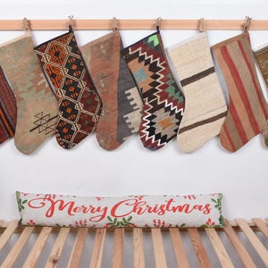 Handwoven Stocking, Decor Kilim Stocking, 8x19 inches Decorative Christmas Stocking, Antique Stocking, Turkish Rug Stocking, Xmas Stocking,
