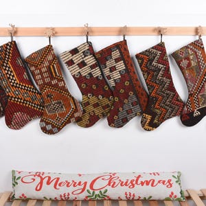 Kilim Stockings, Lovely Traditional Kilim Stocking, Decorative Stocking, Fireplace Decor Santa Socks, Handwoven Stocking, Wall Hanging Socks