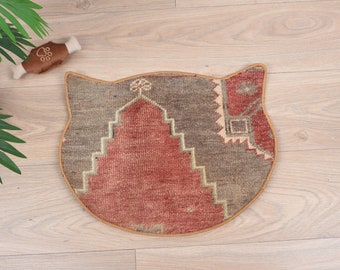 Cat Shape Pad, Best Gifts for Cat, Cat Mat, Red Pad, Rug Pad, Pet Lover Gift Pad, Garden Pet Mat, Animal Pad, Woven Cat Pad, Woven Cat Mat,