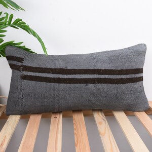 Gift Pillows, Boho Pillow Sham Cover, 12x24 Antique Pillows, Pillow for Sofa, Gray Cushion, Neck Pillows, Patchwork Pillows, Hemp Pillows,