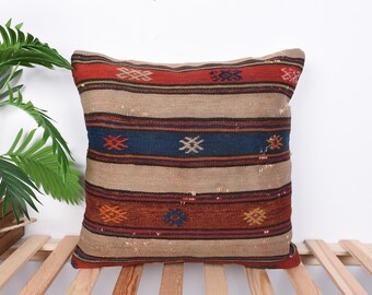 16X38キリム枕カバー、落ち着いたソフトブルーカラーのトルコ