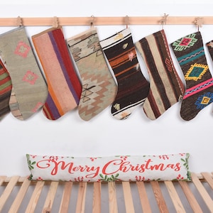 Holiday Socks, Handmade Christmas Socks, 8x19 inches Traditional Woven Stockings, Kilim Rug  Christmas Decor,Traditional Woven Stockings,