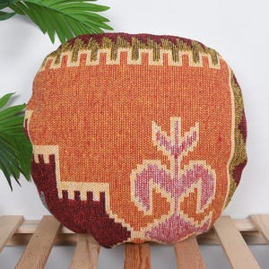 18x18 Pillow for Couch, Kilim Cushion Sham, Cushion, Orange Pillows, Gift Pillows, Round Turkish Kilim Pillows, Patio Cushion,